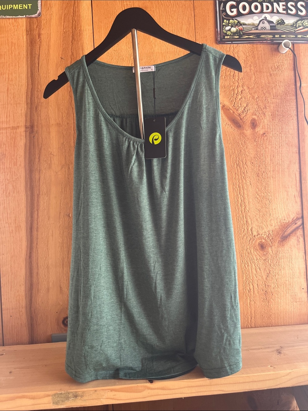 Pinspark Heathered Green Scoop-Neck Tank Top